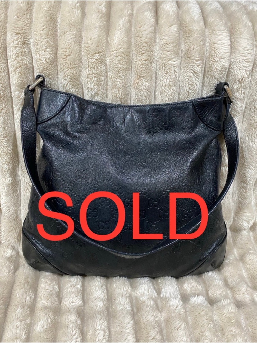***SOLD***Gucci Guccissima Black Leather Hobo Bag